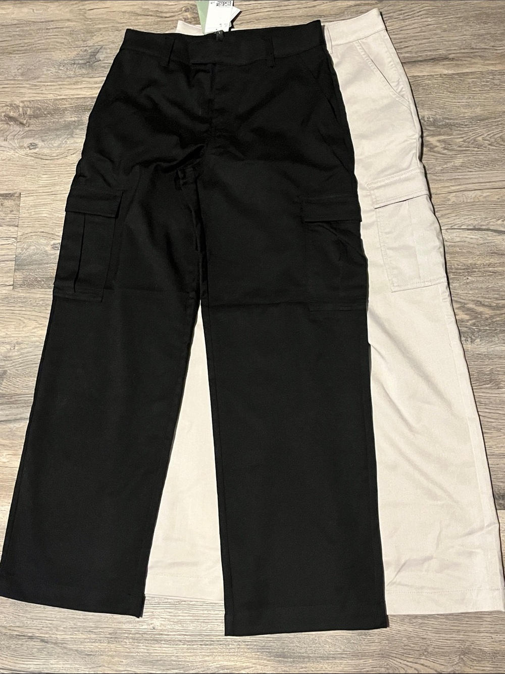 Women’s H&M Pair of Wide-Leg Cargo Pants - Black and Cream